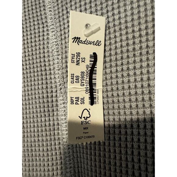 NWT Madewell Women's Gray Waffle Knit Crew Neck Short Sleeve Crop Shirt Size XS - Picture 4 of 9